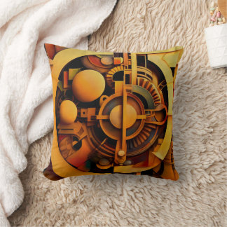 Almofada Mecanismo Dourado Abstrato Steampunk