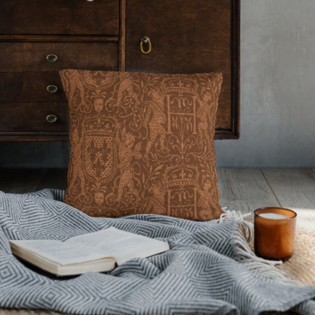 Almofada Medieval Heraldry Chateau Chic Russet Brown (Criador carregado)