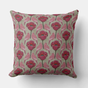 Almofada Médio Mod Magenta Poppies e Travesseiro decorativo