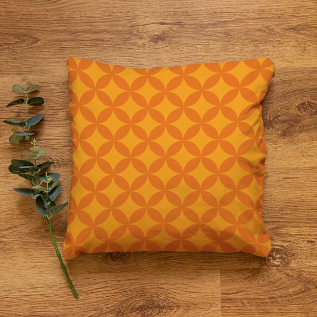 Almofada Médio Século Mod Geométrico Retro Moderno Sol Lara (Orange Sun Throw Pillow)
