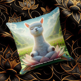 Almofada Meditação de Cute Alpaca no Lotus Pad, no lago