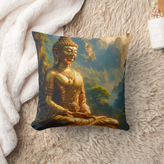 Almofada Meditação Dourada nos Picos Tailandeses (Cobertor)
