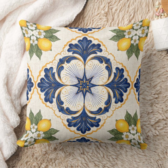 Almofada Mediterranean Lemon Tile Italian Talavera (Cobertor)