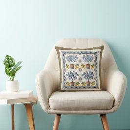 Almofada Mediterranean Lemon Tree Tile Pattern Cushion
