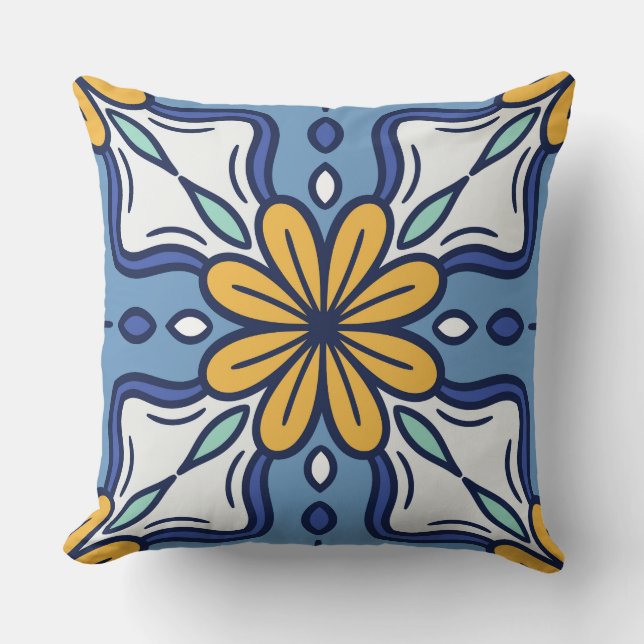 Almofada Mediterranean Talavera Tile Pillow (Frente)