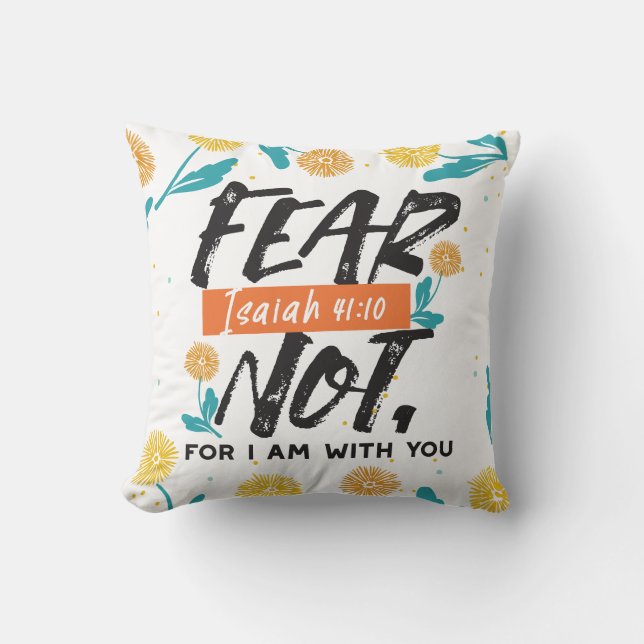 Almofada Medo Não Bíblia Isaiah Verso Design Inspiracional (Frente)