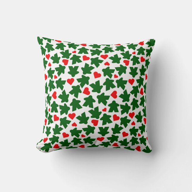 Almofada Meeple Verde com Coração Vermelho (Frente)