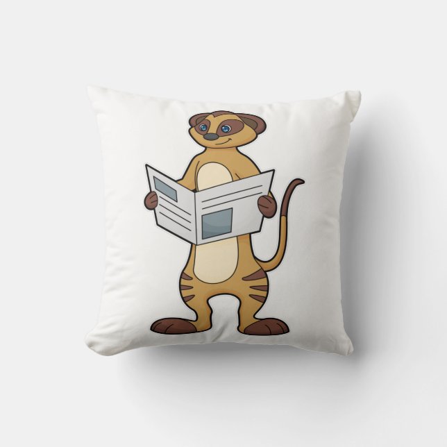 Almofada Meerkat na leitura de um jornal (Frente)