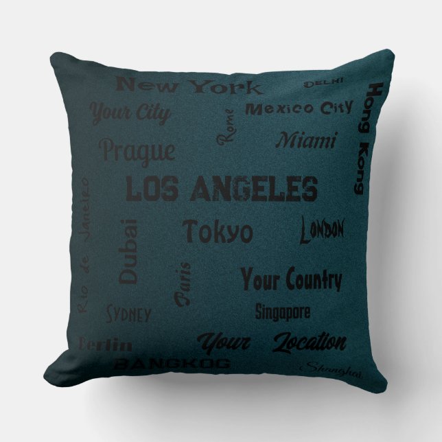 Almofada mega cidades do mundo com azul-escuro (Frente)