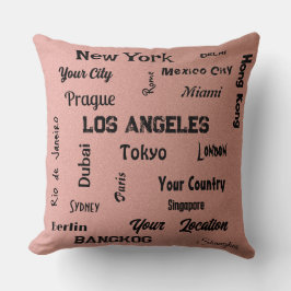Almofada mega cidades do mundo com pincel rosa-chic