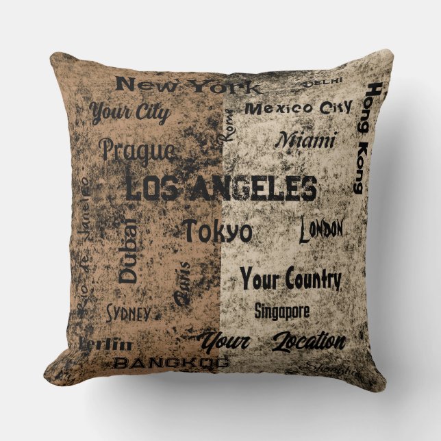 Almofada megacidades rústicas quic castanho do mundo (Frente)