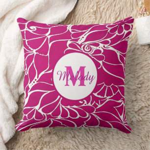 Almofada mehndi henna, floral rosa-elegante moderno