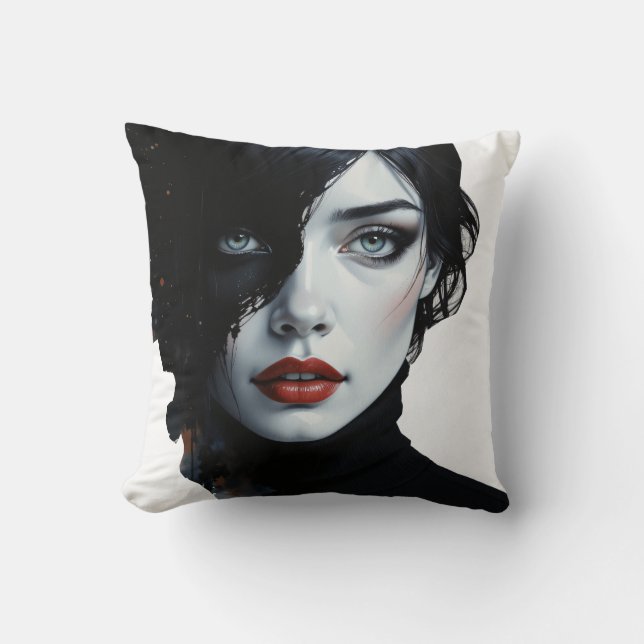 Almofada Meia-Noite - Retrato De Tinta-Splash (Frente)
