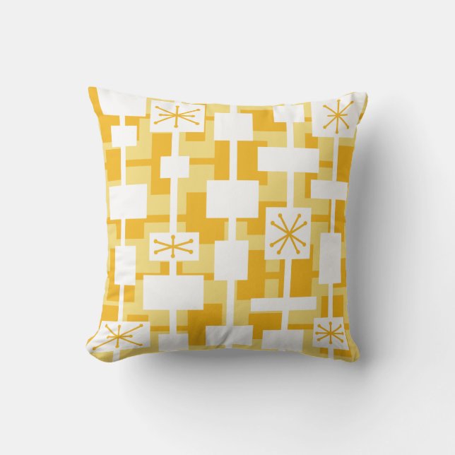 Almofada Meio século amarelo geométrico (Frente)