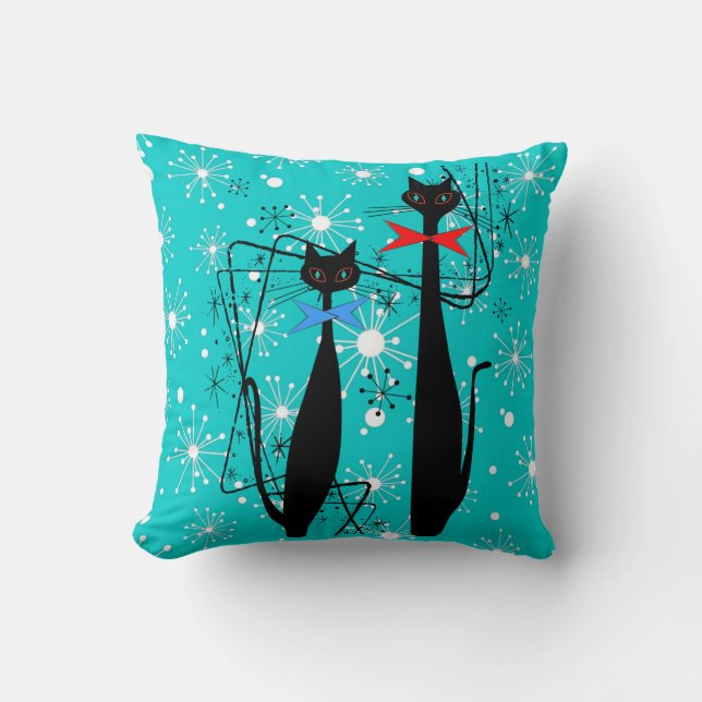 Almofada Meio século da Era Atômica Moderno e Legal Gato St (Frente)