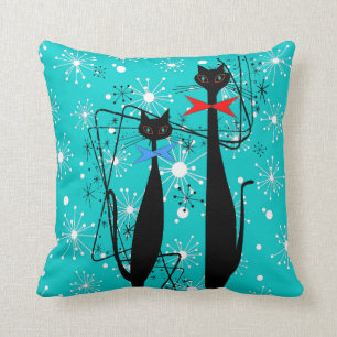 Almofada Meio século da Era Atômica Moderno e Legal Gato St