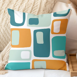 Almofada Meio século Funky Geométrico Shapes Teal Aqua