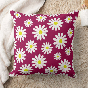Almofada meio século margarida moderna rosa silvestre