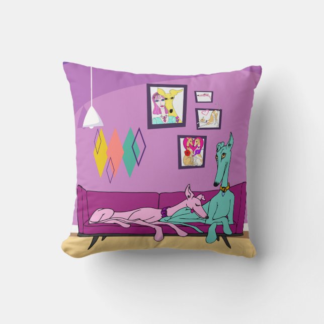 Almofada Meio século Modern Greyhound Art (Frente)