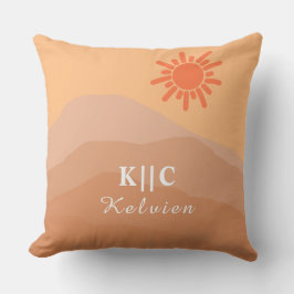 Almofada meio século moderno boho retro montanha abstrato