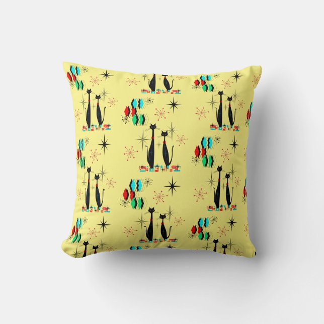 Almofada meio século Moderno da Era Atômica do Cat e Starbu (Frente)