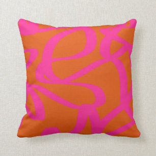Almofada Meio século Moderno Linhas Abstrato Laranja E Rosa