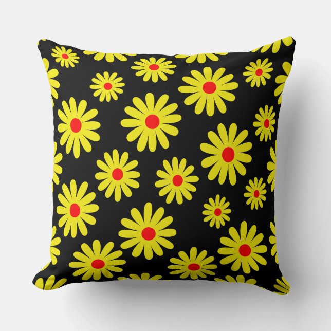 Almofada meio século moderno vibrante margarida floral pret (Frente)