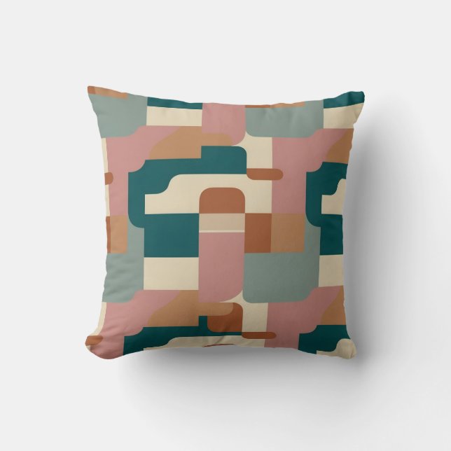 Almofada Meio século, rosa, laranja e creme (Frente)