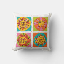 Meio século Sun Faces Travesseiro decorativo 2