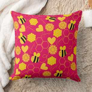 Almofada mel abelha vintage girassol amarelo floral