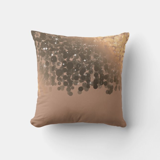 Almofada Mel Bege Champanhe Dourado Brilho Luzes (Frente)