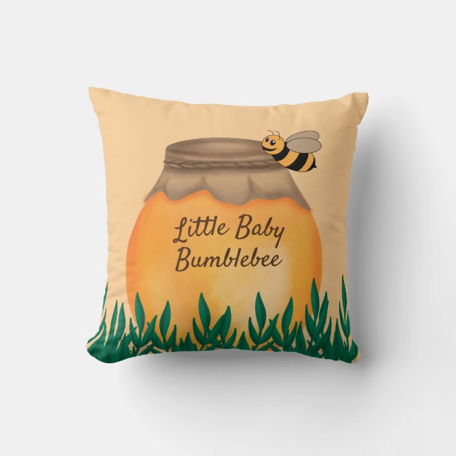 Almofada Mel Pot Bumble Bee no Berçário Infantil Amarelo (Frente)
