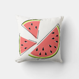 Almofada Melancia Peças cor-de-rosa contra o quadrado