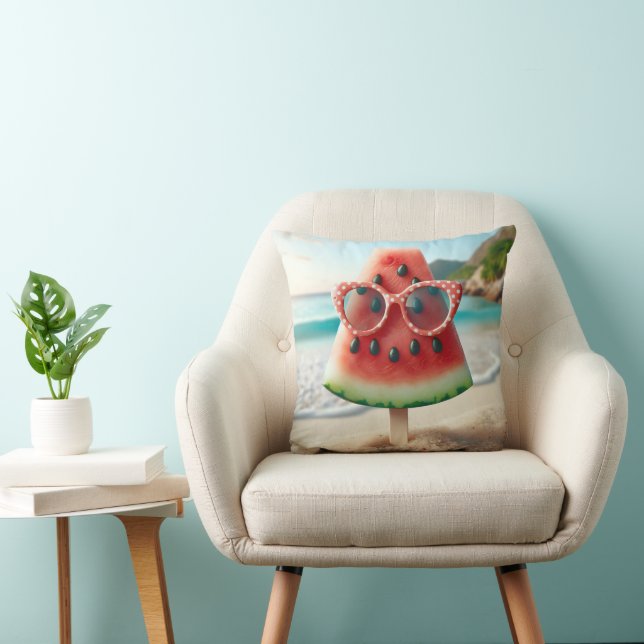 Almofada Melancia Picolé Vestindo Óculos de sol (Cadeira)