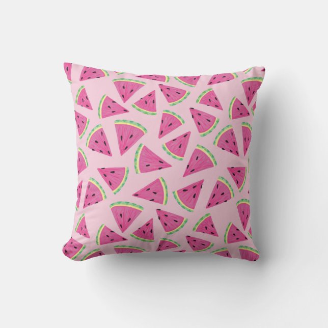 Almofada Melancia Rosa Padrão de Frutas de Verão (Frente)
