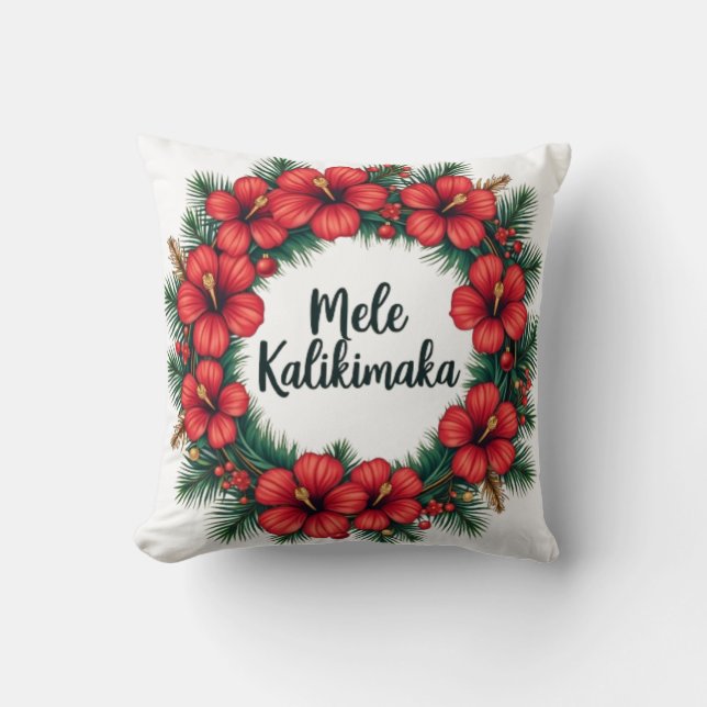 Almofada Mele Kalikimaka Hawaiian Holiday Art (Frente)