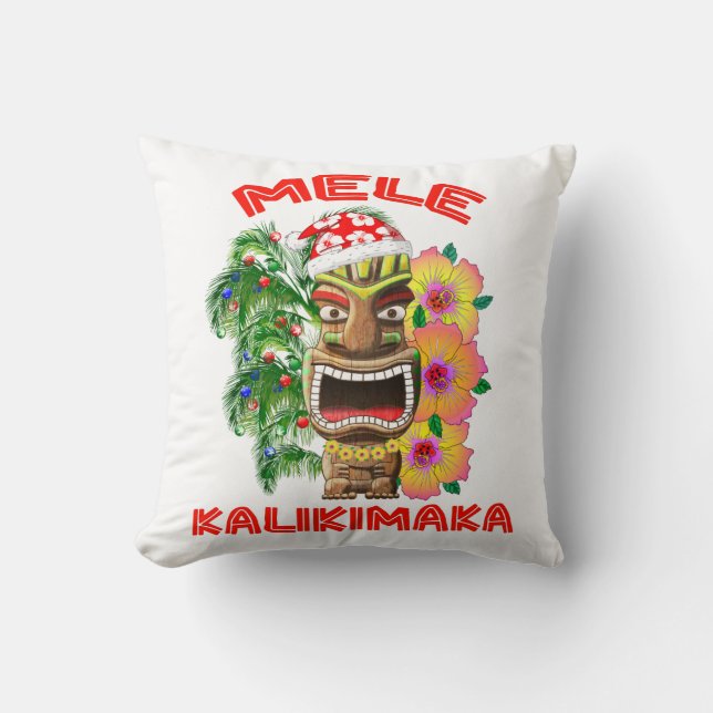Almofada Mele Kalikimaka Santa Claus Tiki (Frente)