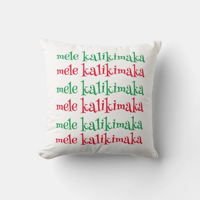 Almofada mele kalikimaka vermelho e verde Natal Havaiano (Frente)