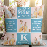 Almofada Melhor Dia de as mães de Colagem de Fotos Personal<br><div class="desc">Apresentando o presente perfeito para o melhor MOM de todos os tempos - um travesseiro personalizado de colagem fotográfica! Este na moda e travesseiro moderno apresentam espaço para 5 imagens especiais, criando um dom único e sentimental que qualquer mãe adoraria. Com os espaços para adicionar uma inicial e um nome...</div>