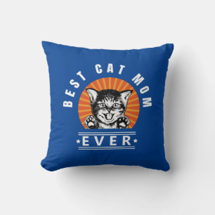 Almofada Melhor Gato Mãe Alguma Vez Vintage Sunburst Cushio
