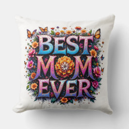 Almofada Melhor Mãe Alguma Vez Cita Borboletas Coloridas Fl