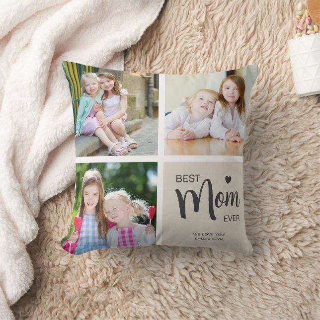 Almofada Melhor Mãe Alguma Vez Colagem Fotográfica Tan (Cobertor)