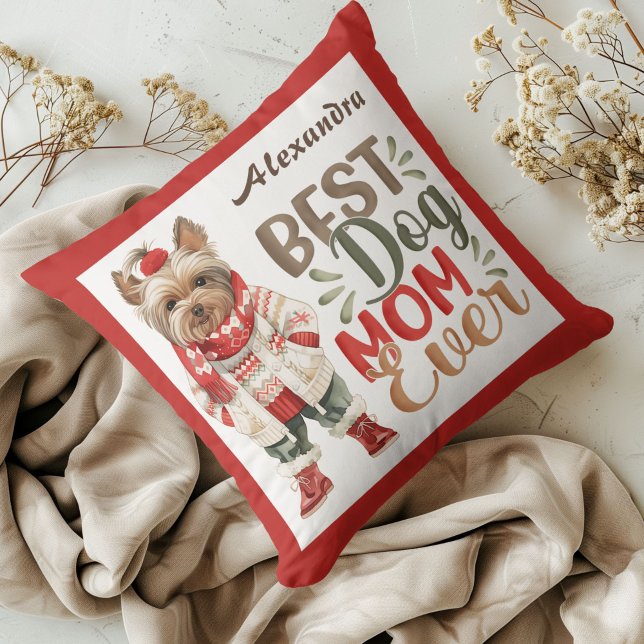 Almofada Melhor Mãe de Cachorro Alguma Vez Aquecida Yorkie  (Criador carregado)