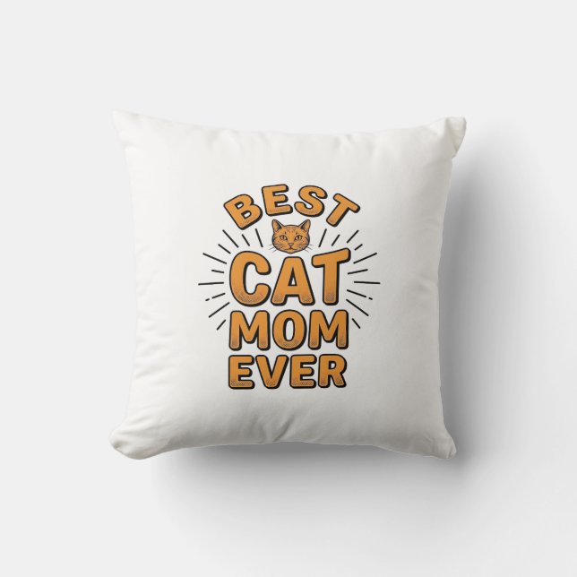 Almofada Melhor Mãe de Gato de Todos os Tempos Design de Gr (Frente)