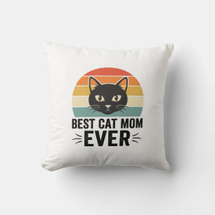 Almofada Melhor Mãe de Gato de Todos os Tempos Design Retro