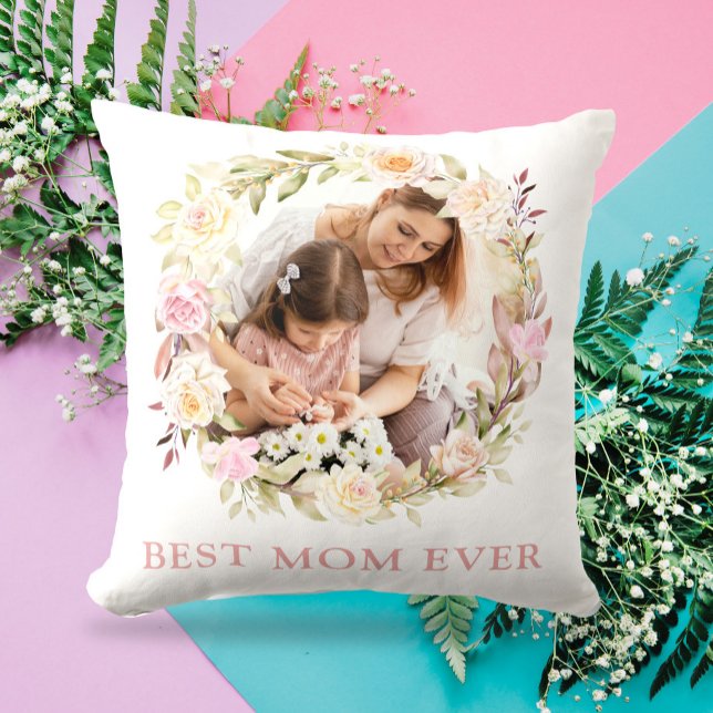 Almofada Melhor Mãe Elegante Floral Elegante De Foto Ever 2 (Criador carregado)