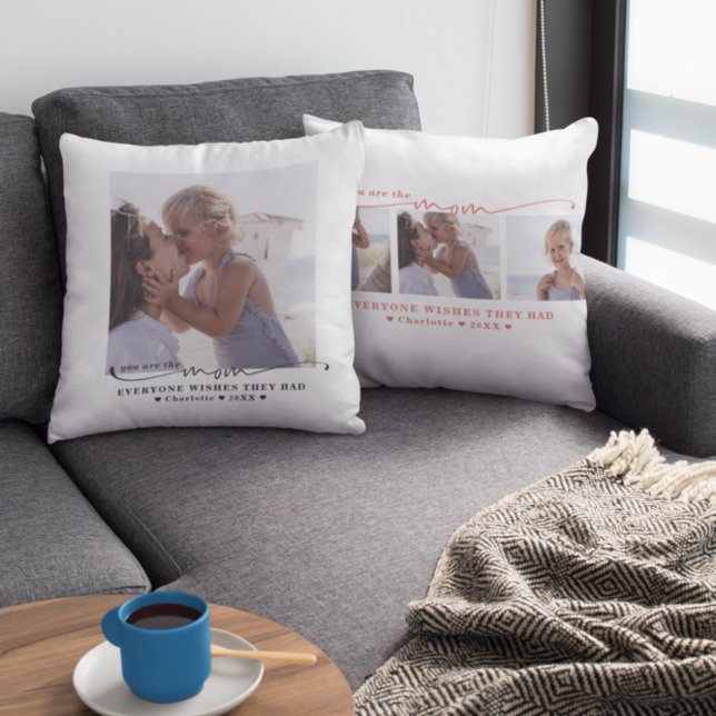 Almofada Melhor mãe | Foto Mínima Moderna Escrita Manuscrit (Criador carregado)