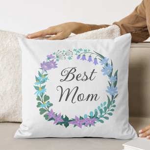 Almofada Melhor Mãe Mãe Floral Bluebells Greenery Wreath