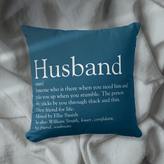 Almofada Melhor Marido do Mundo Definição Azul Diversão (World's Best Ever Husband Definition Blue Fun Throw Pillow)