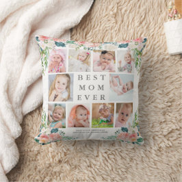 Almofada MELHOR MOM JÁ 10 Texto Personalizado Floral de Col
